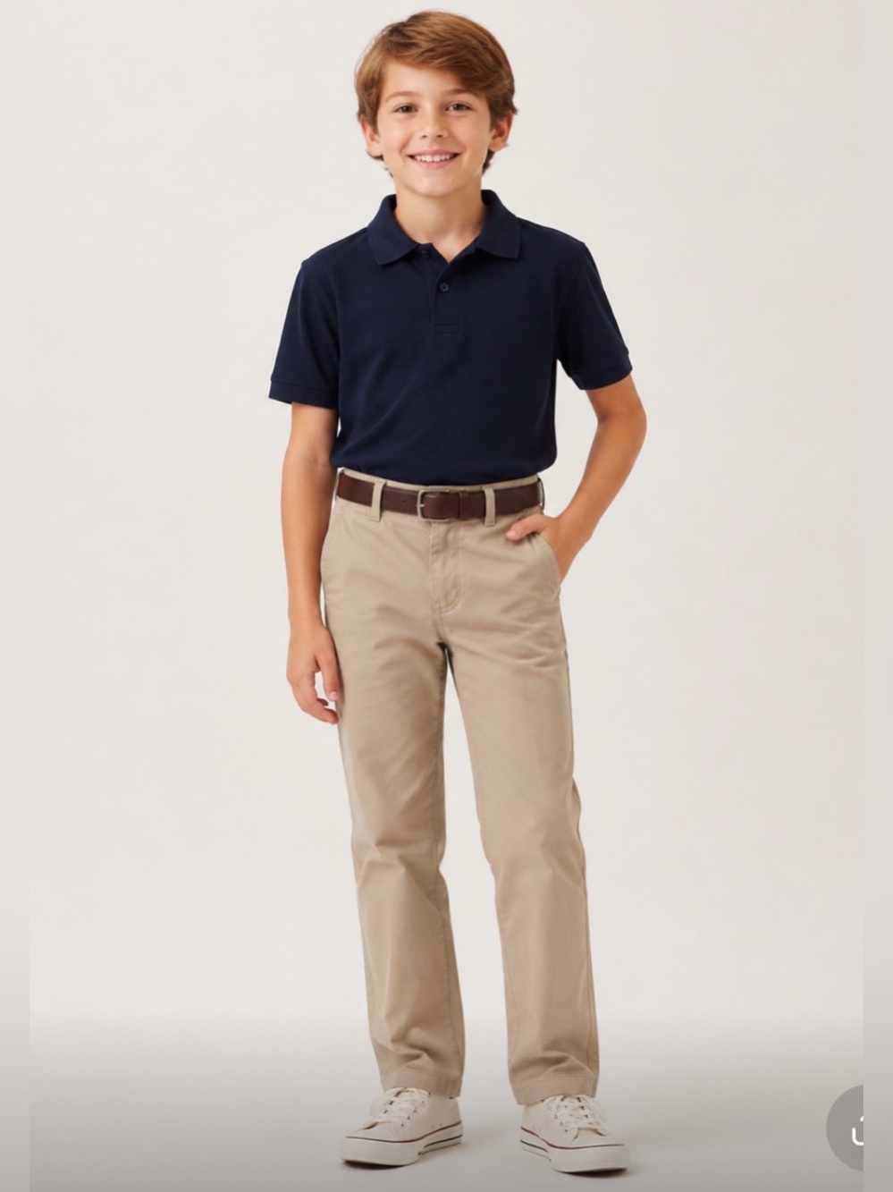 Lands' End Boys Khaki Uniform Pull On Pants Size 8  Bundle of 3 pants.